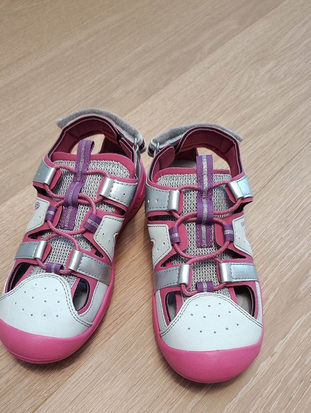 Geox Pink and Silver Closed-Toe Kids Sandals